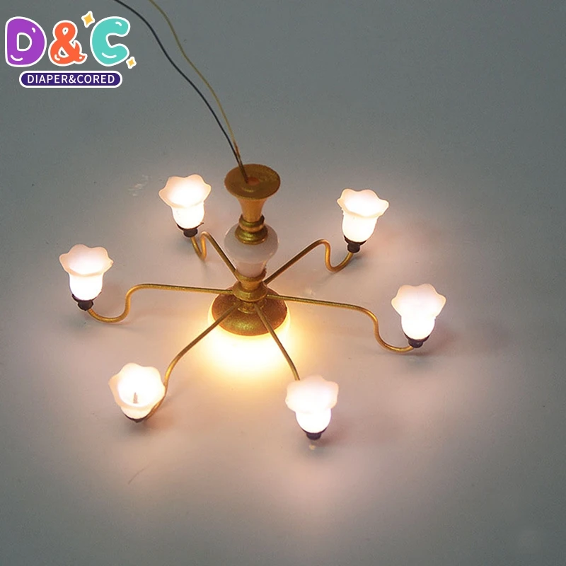 1/12 Miniature Dollhouse Ceiling Lamp Wall Light Desk Lamp Mini LED Lighting Home Decoration Doll Furniture Toy Can Be Bright