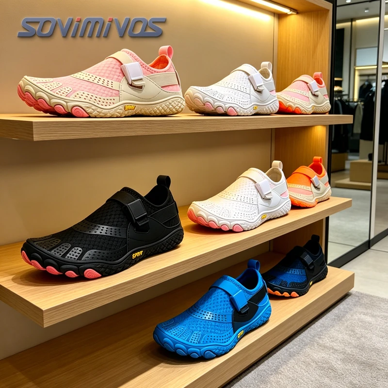 

SOVIMIVOS Five Fingers Water Shoes, Barefoot Aqua Socks with Adjustable Strap Non-Slip Quick Dry for Men Women Swimming Hiking