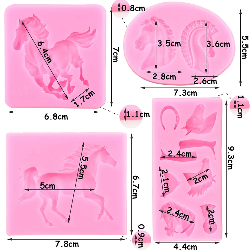 3D Horse Silicone Molds Horseshoe Fondant Mold DIY Horse Head Cake Decorating Tools Cupcake Candy Clay Chocolate Gumpaste Mould