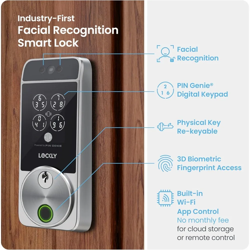 

Visage Zeno Series Smart Lock,Facial Recognition&Fingerprint Keyless Entry Door Lock,Built-in Wi-Fi Deadbolt with Apple Home Key