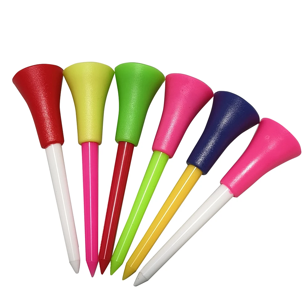 50Pcs Plastic Golf Tees Multi Color 8.3CM 72mm 54mm Durable Rubber Cushion Top Golf Tee Golf Accessories Golf Ball Holder