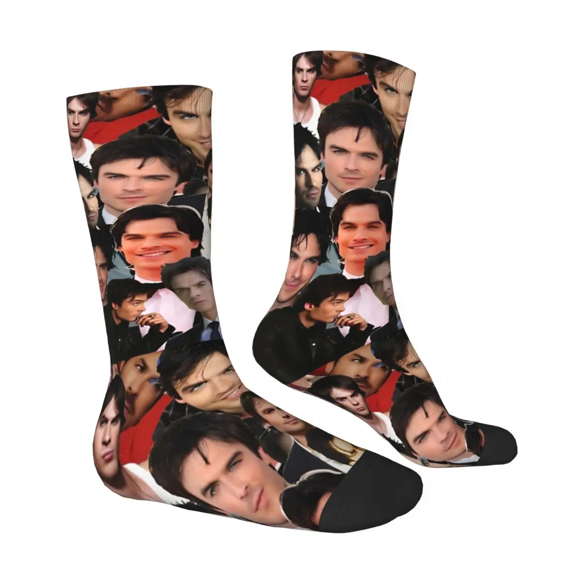 Ian Somerhalder Socks Autumn photo collage Stockings Korean Couple High Quality Socks Design Outdoor Anti Bacterial Socks