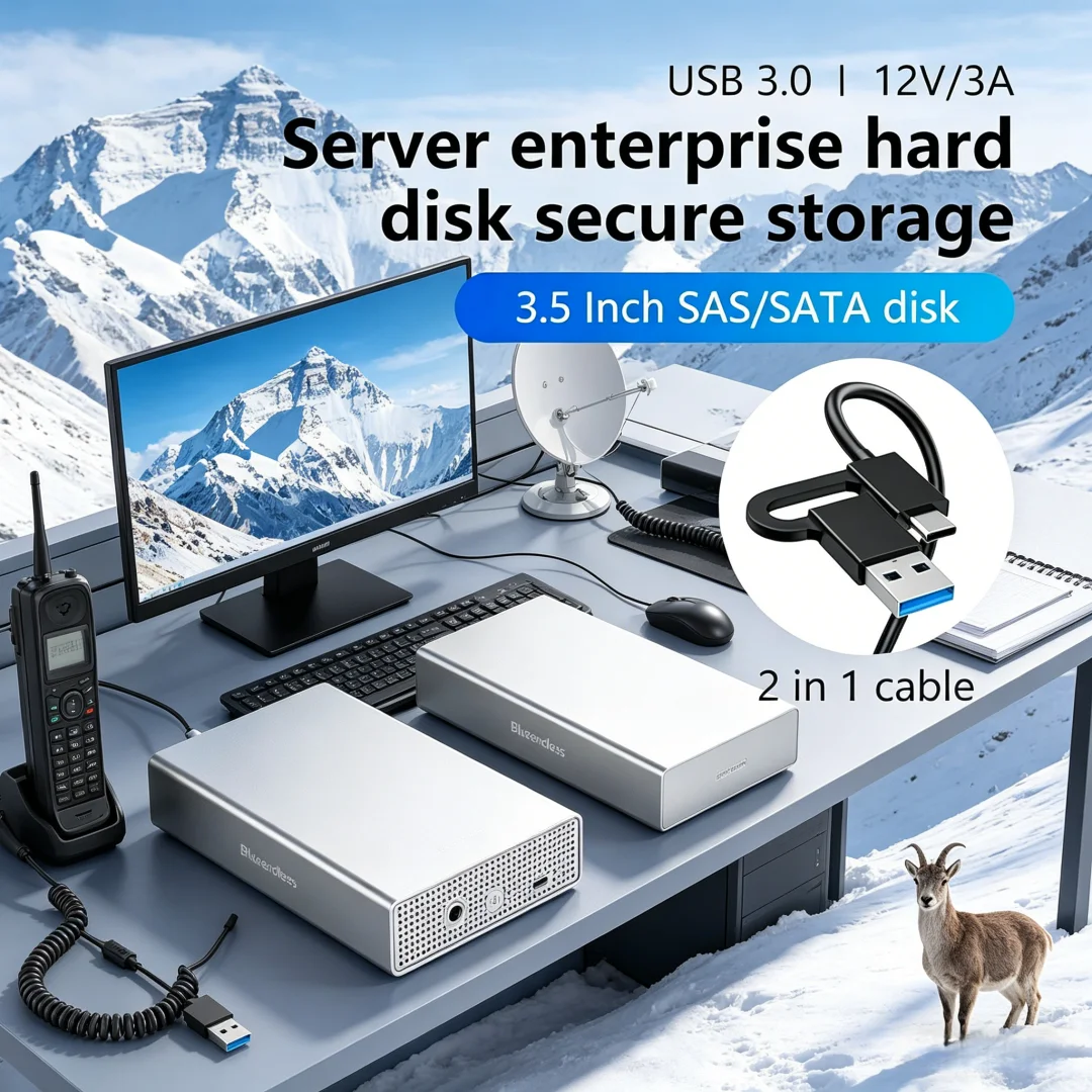 

Pellucid SAS Hard Drive Enclosure USB C to 2.5/3.5 Inch SAS/SATA HDD Box Support Max 20GB Disk Speed 5Gbps External Hdd Case