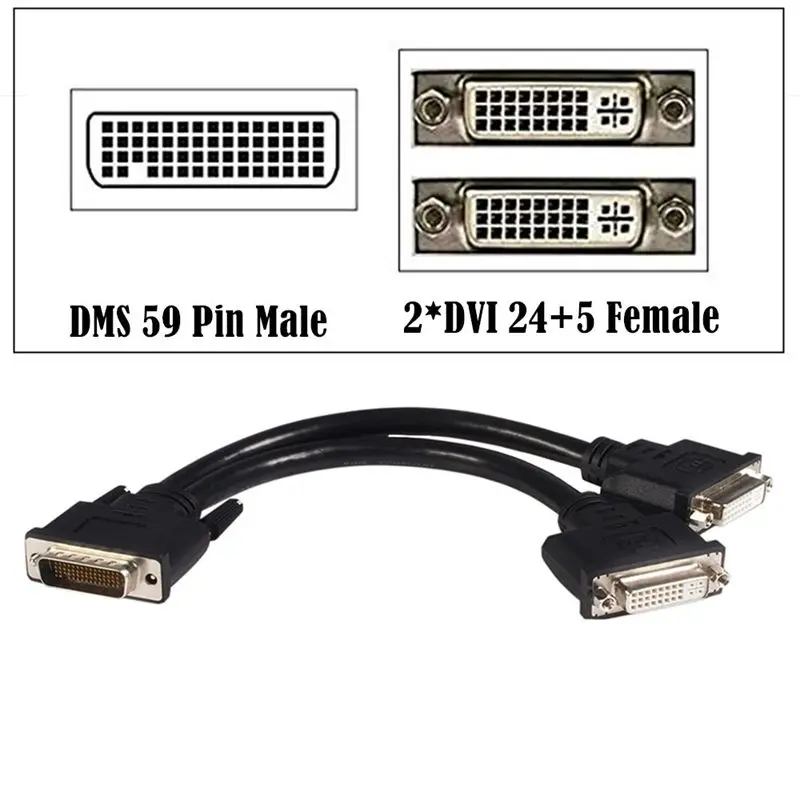 DMS 59 Pin Male to Dual DVI (24+5) Female Adapter Cable (DMS 59P) M to 2 * DVI F 1/2 Video Cable