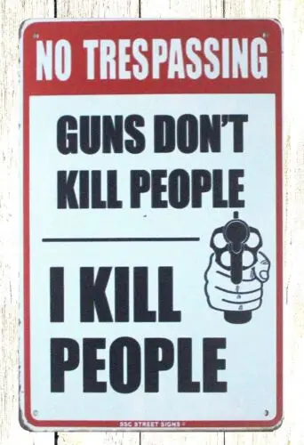 No Trespassing Pro Gun 2nd Amendment tin metal sign cool reproductions