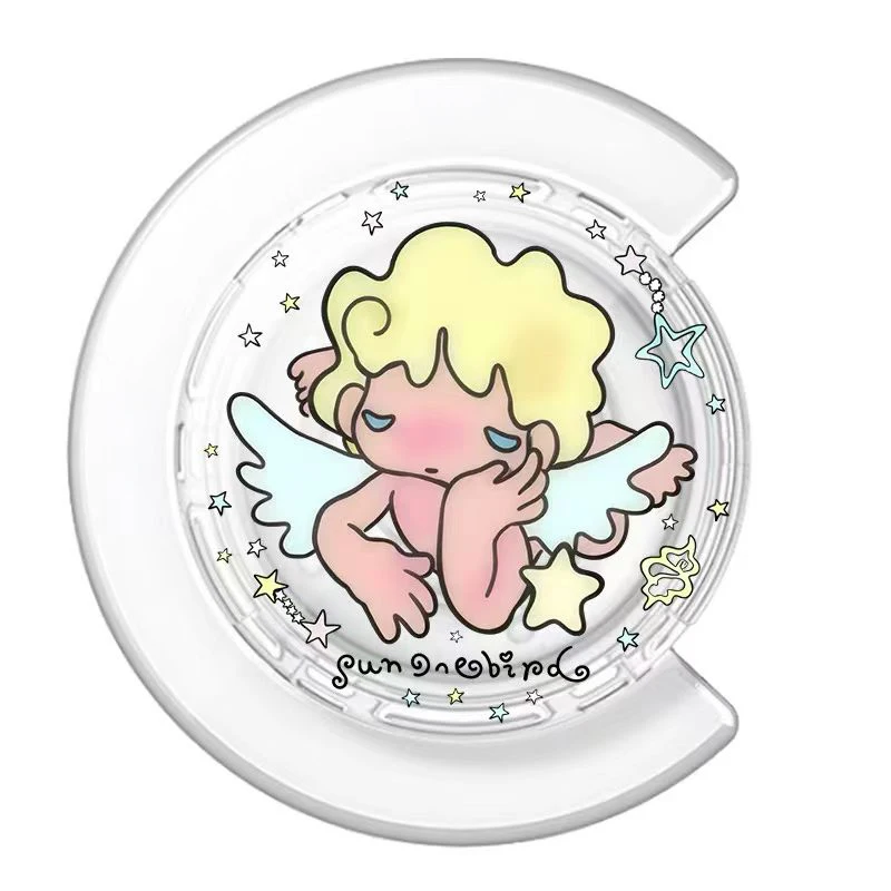 Cartoon Angel Baby Magnetic Phone Grip Card Holder Stand for IPhone 13 14 15 16 17 18 Pro Max Case