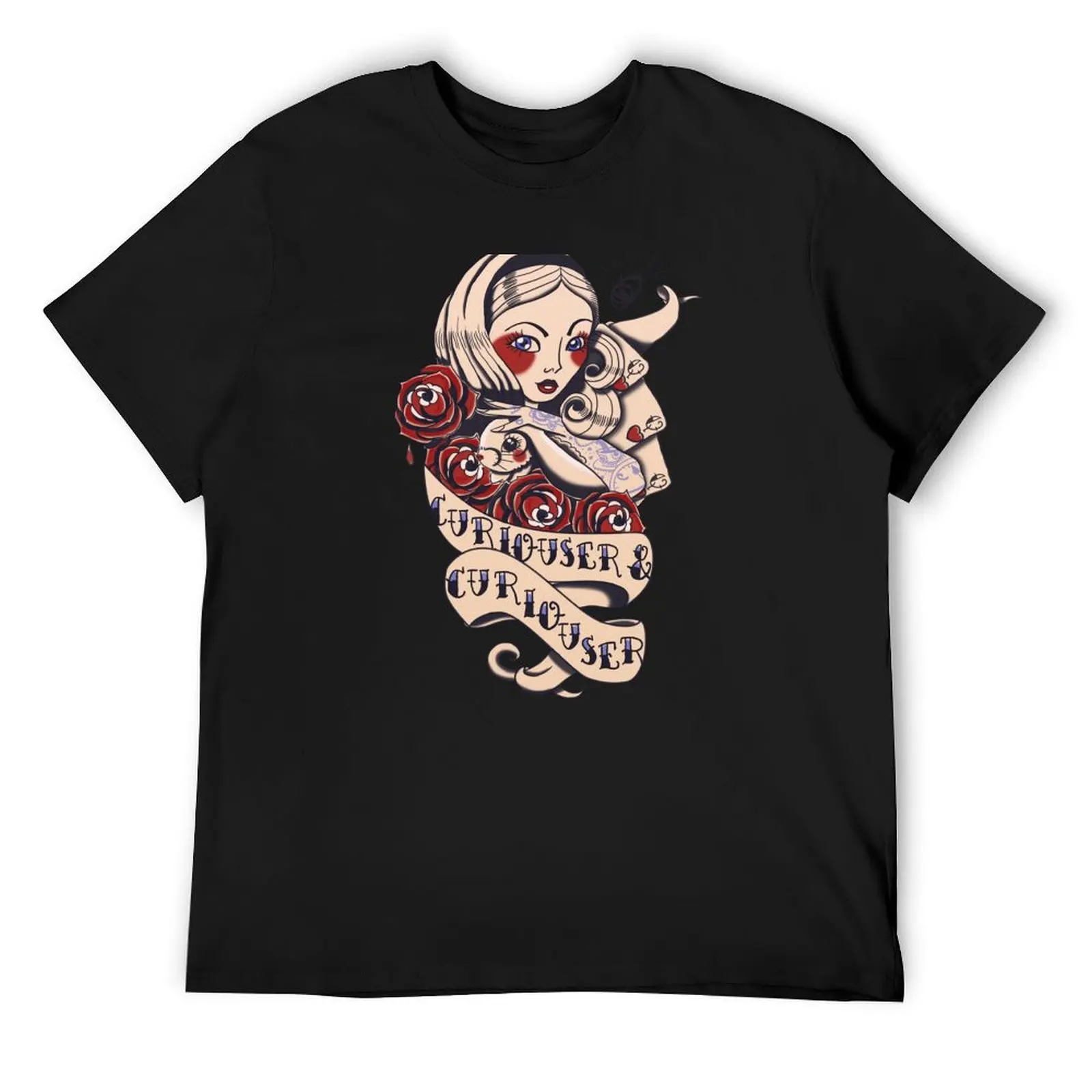 

Curiouser Alice T-Shirt funny shirt cotton vintage anime shirt kawaii clothes custom t-shirts slim fit t shirts for men