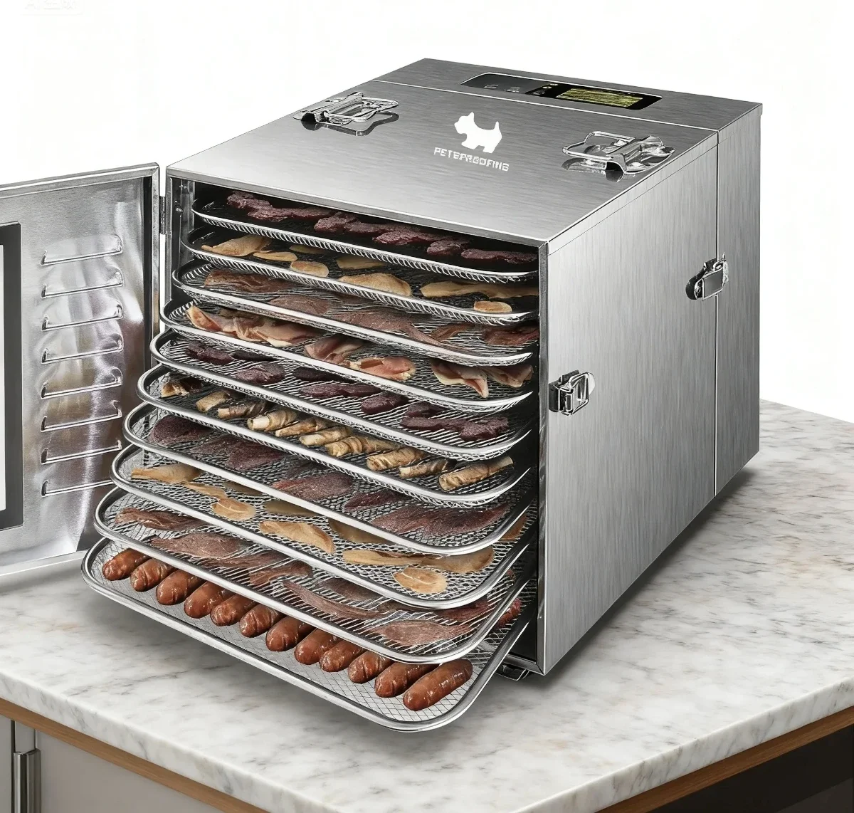Electric 10 Tray Stainless Steel Meat Food Dehydrator High Efficiency Hot Air Circulation Drying