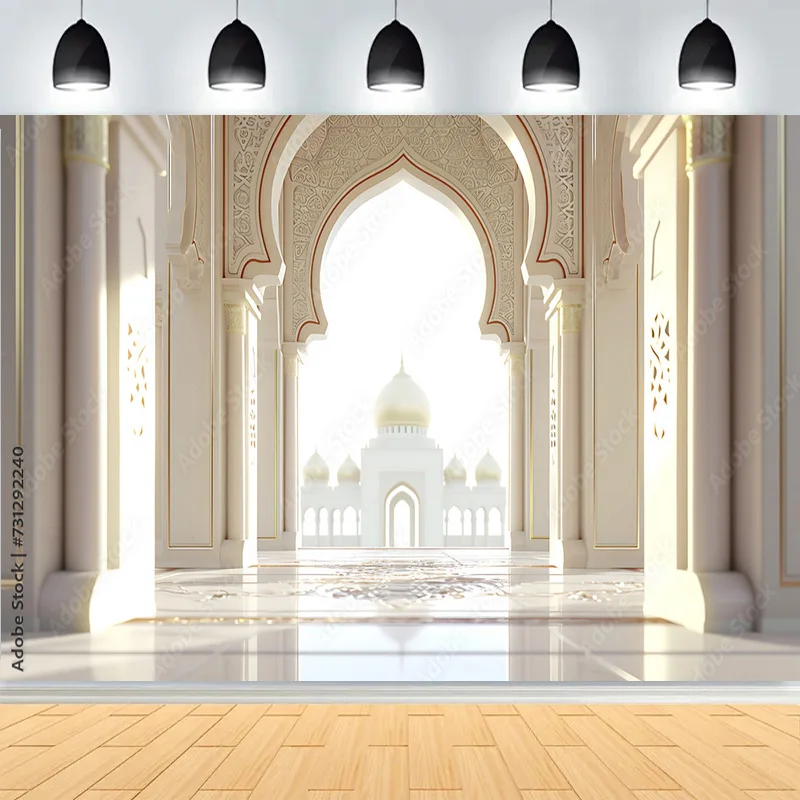 غرفة فاخرة واسعة أقواس الباروك أعمدة الخلفيات المدخل الروكوكو المنحوتات المعقدة خلفية صور الزفاف LK-01