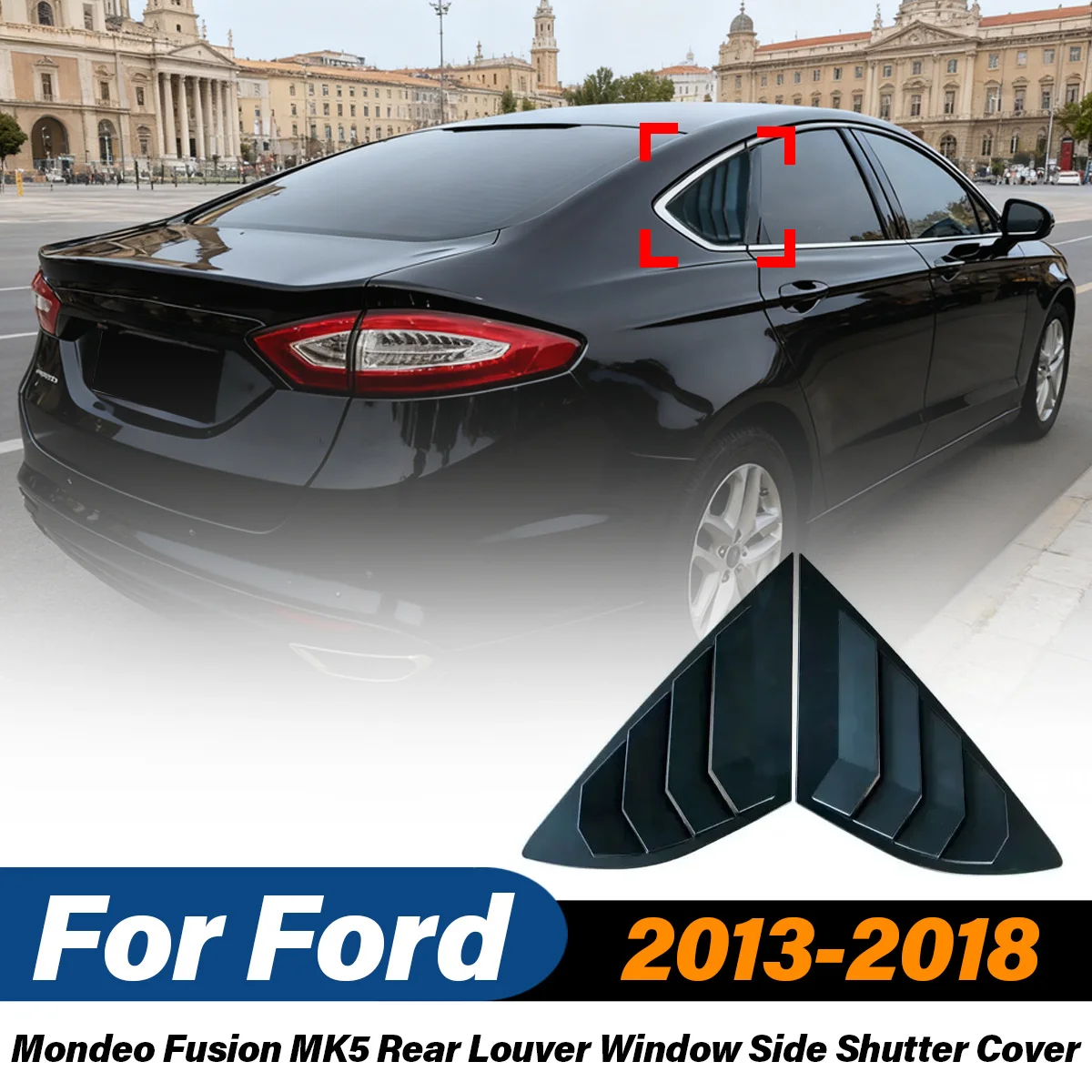 For Ford Mondeo Fusion MK5 2013-2018 Rear Side Window Louver Shutter Cover Quarter Window Air Vent Blind Trim Car Accessories