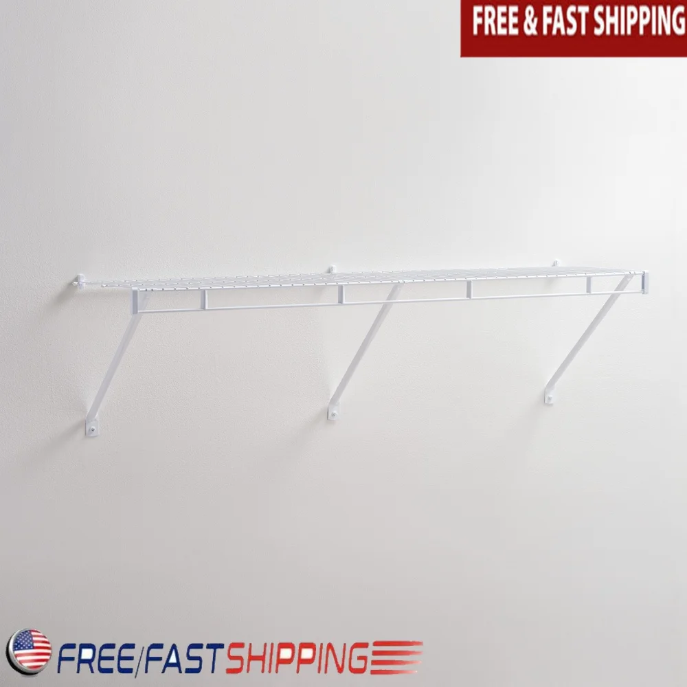 

Настенный стальной комплект полки для гардероба 4 фута x 12 дюймов с подвесным стержнем, решение для хранения, шкаф, стирка, гараж, служебная комната