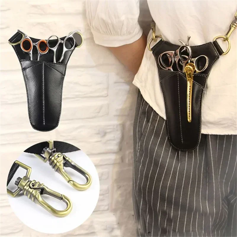 Leather Haircut Scissors Bag Professional Salon Pouch Bag Hairdressing Hairstyling Scissors Case Holster Hairdresser Supplies