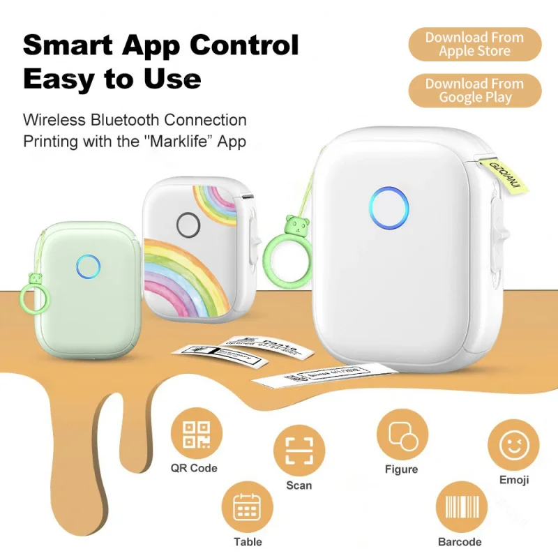

2026 Новый термопринтер этикеток P12 MINI Bluetooth с 1 рулоном 0,59 "x 1,18" белая клейкая наклейка Поддержка этикетки DIY Label