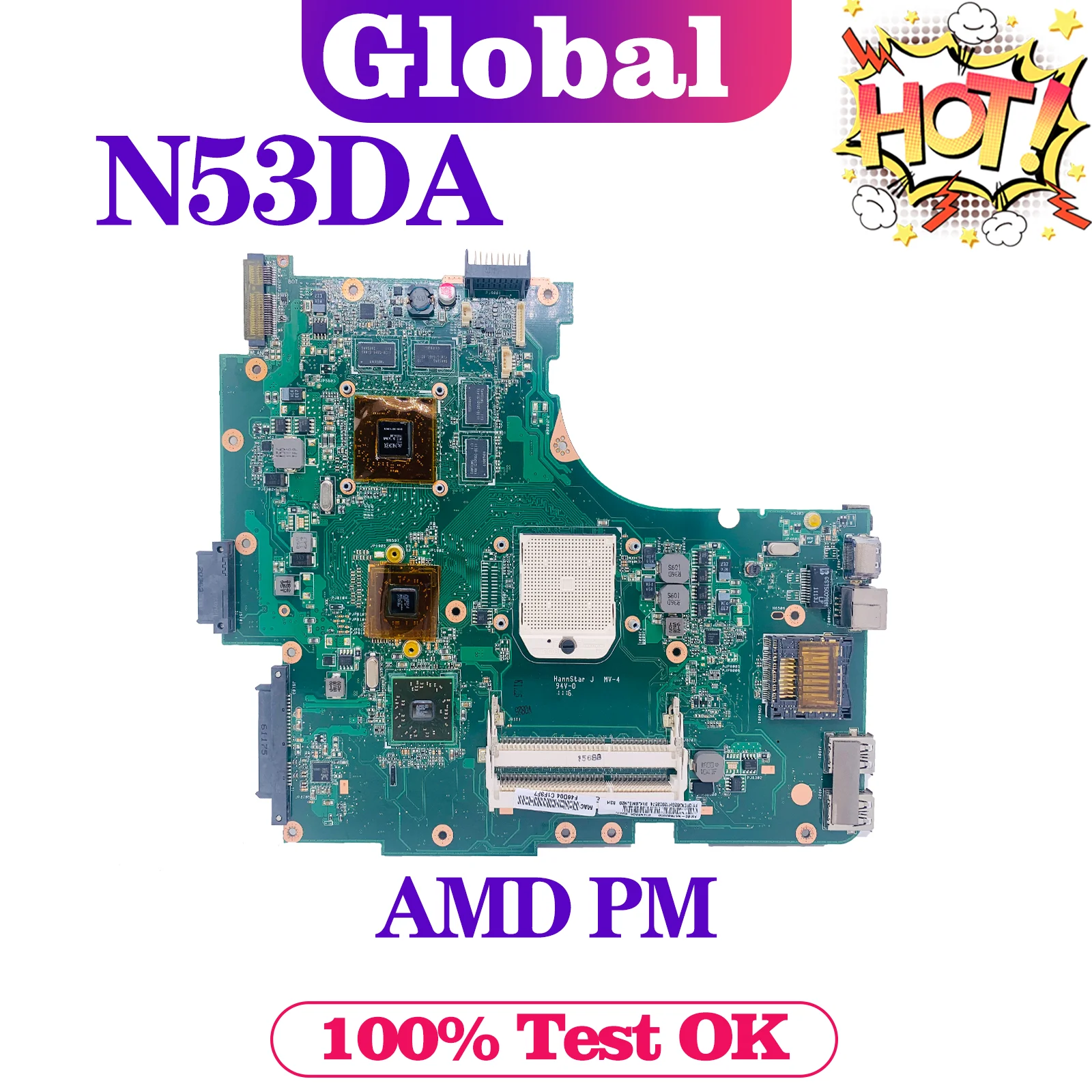 KEFU N53D Mainboard For ASUS N53DA Laptop Motherboard REV:2.0 HD6650M MAIN BOARD TEST OK