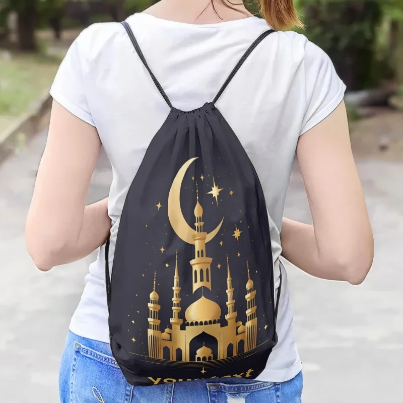 Custom Printed Drawstring Backpack,3 Sizes-Personalized Gym Sack for Sports,Fitness,Workout,Ramadan Gifts,Team Events,Promo Bags