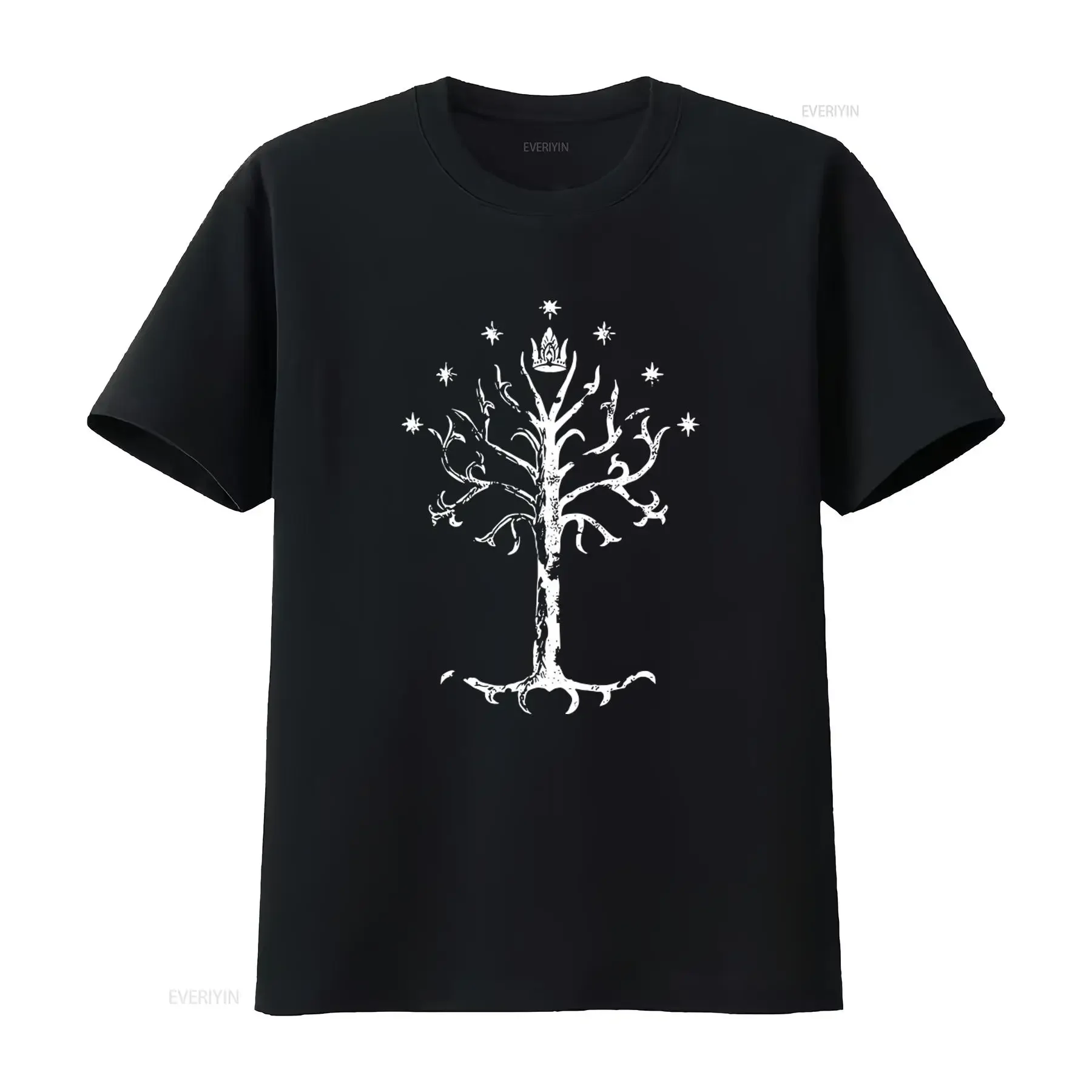 Camiseta con estampado del Árbol Blanco de Gondor de El Señor de los Anillos, estilo vintage 1690, unisex, lavada, para uso diario, con gráfico elástico a la moda