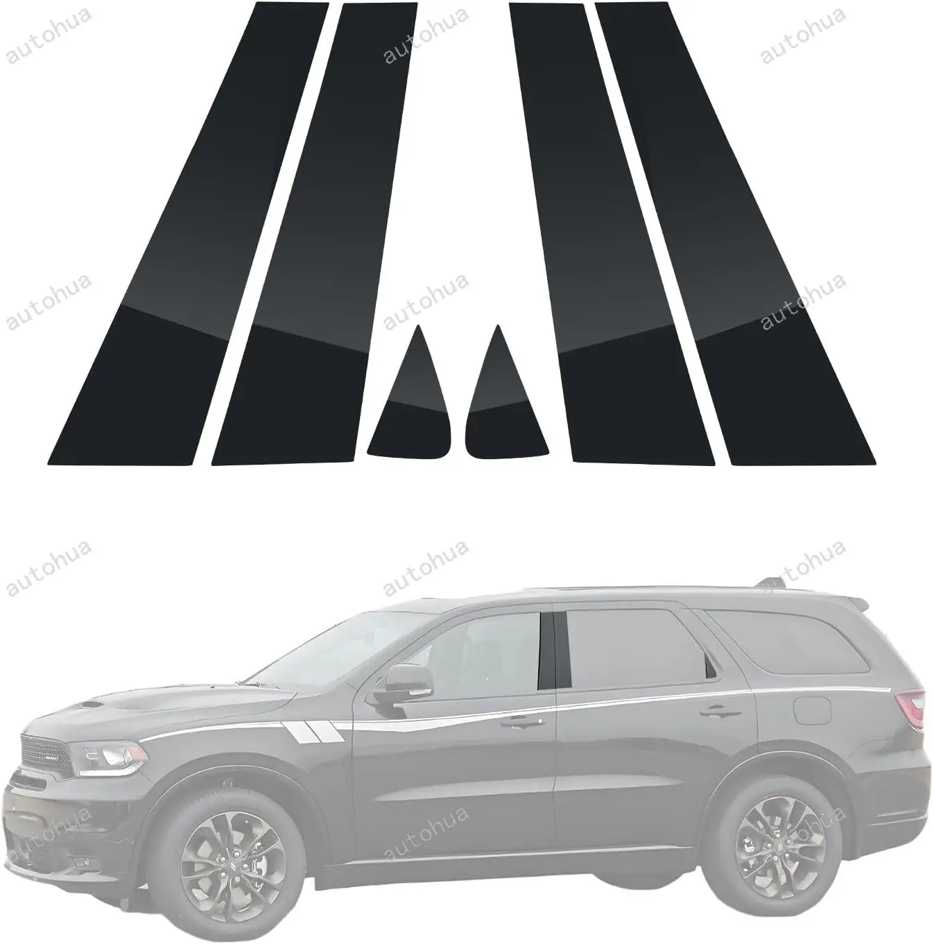 

Door Pillar Post Trim for Dodge Durango 2011-2020 Side Door Pillar Anti Scratch Glossy PC Stickers Cover Moldings 6-pcs