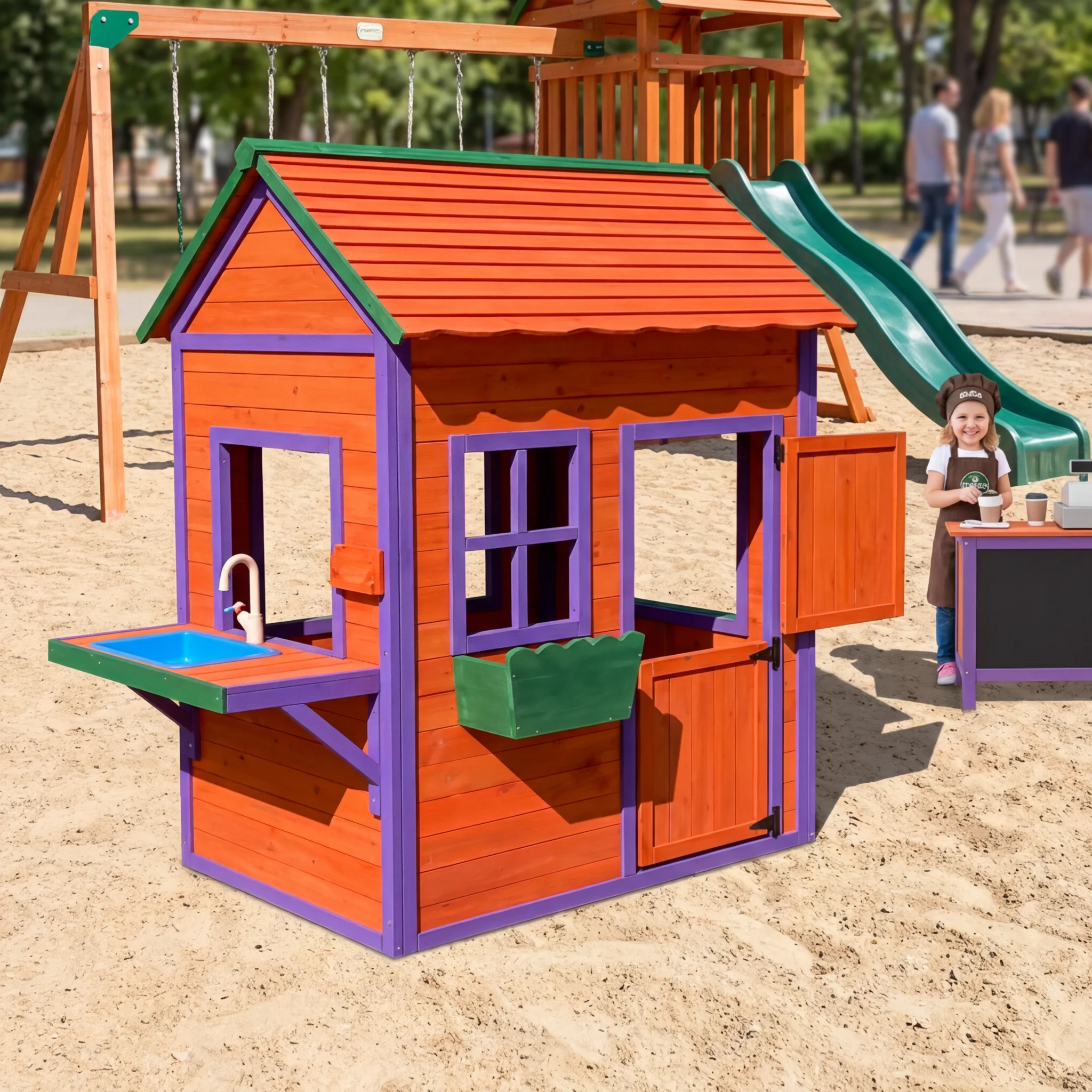 Çocuklar İçin Ahşap Oyun Evi,  - Kids Outdoor Wooden Playhouse incelemesi ve fiyatı