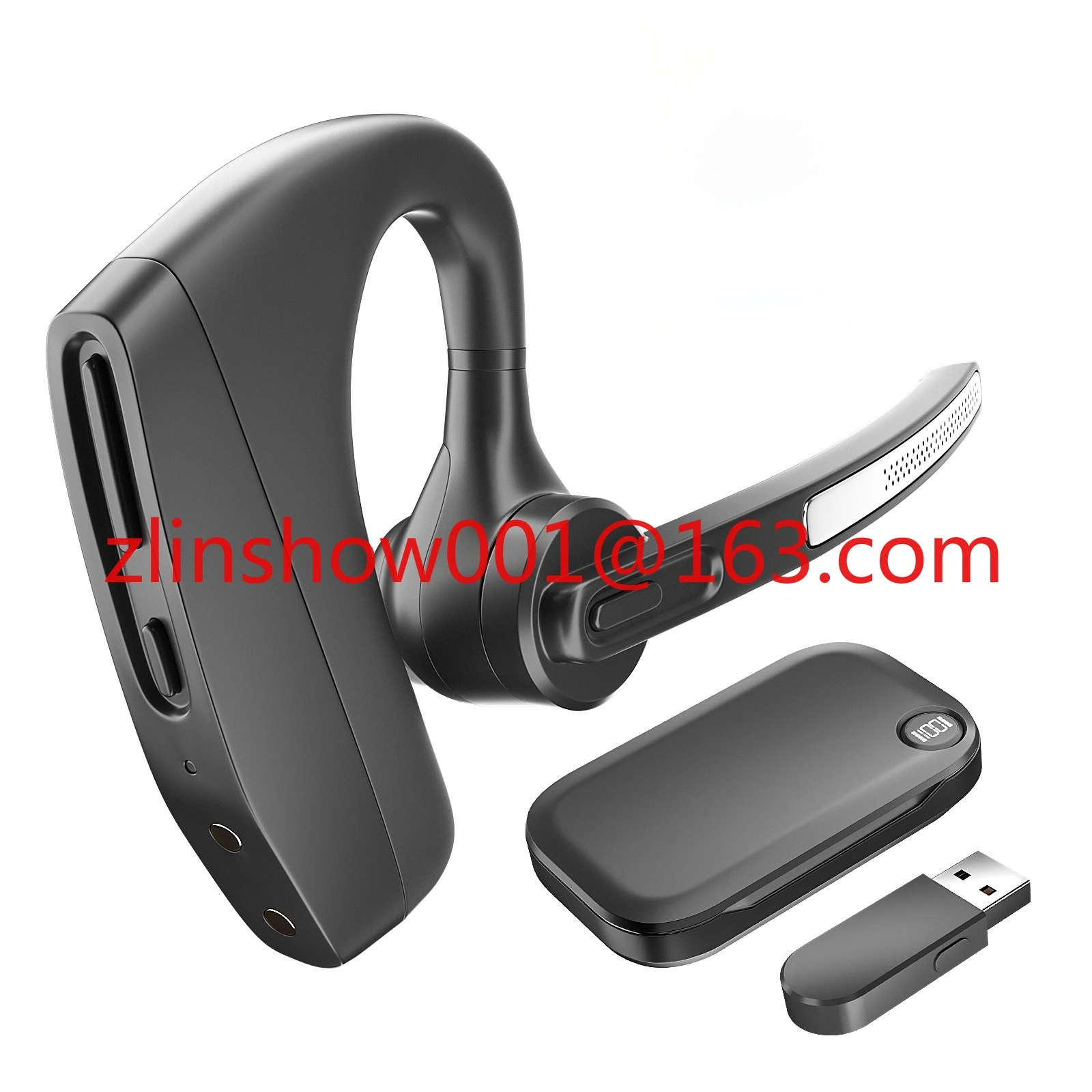 Single Wireless BT Earpieces Headset Hands Free Noise Canceling Headphones With Mic Waterproof for Computer Trucker Home Office