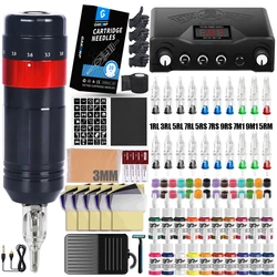 Complete Tattoo Machine Pen Kit Rotaty Tattoo Pen Set with Needle Stroke Adjustable 2.4-4.2mm with Digital Display Power Supply