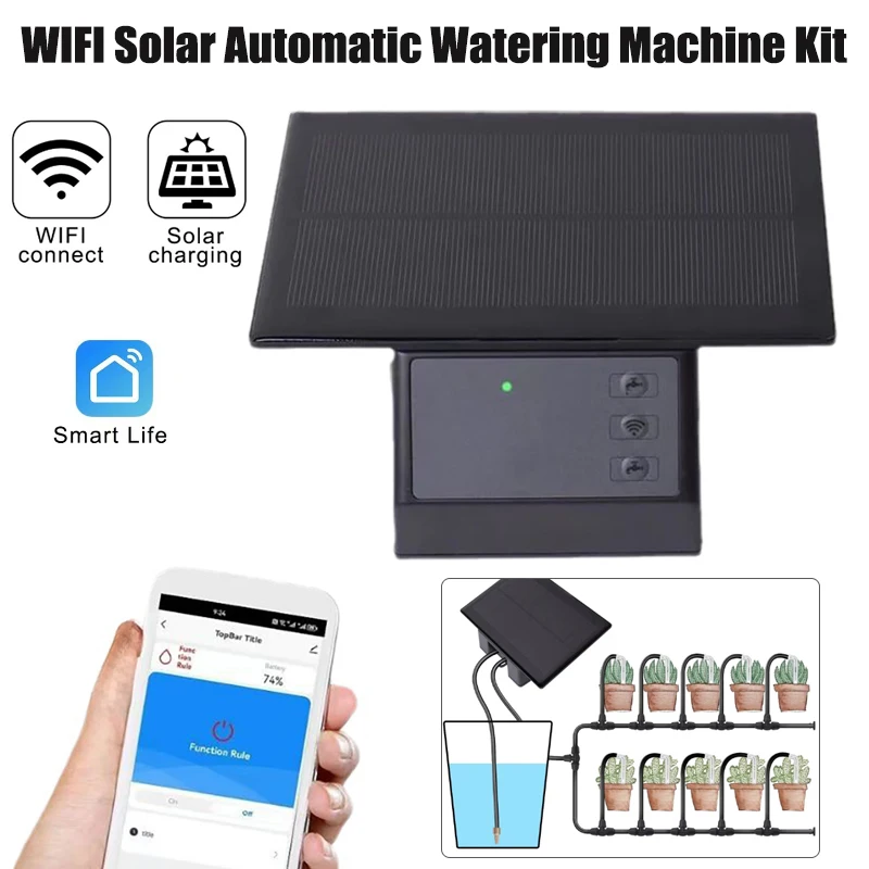 WiFi Solar Automatic Watering Machine Kit Mobile App Remote Control Home Smart Watering Device Irrigation Drip Irrigation Kit