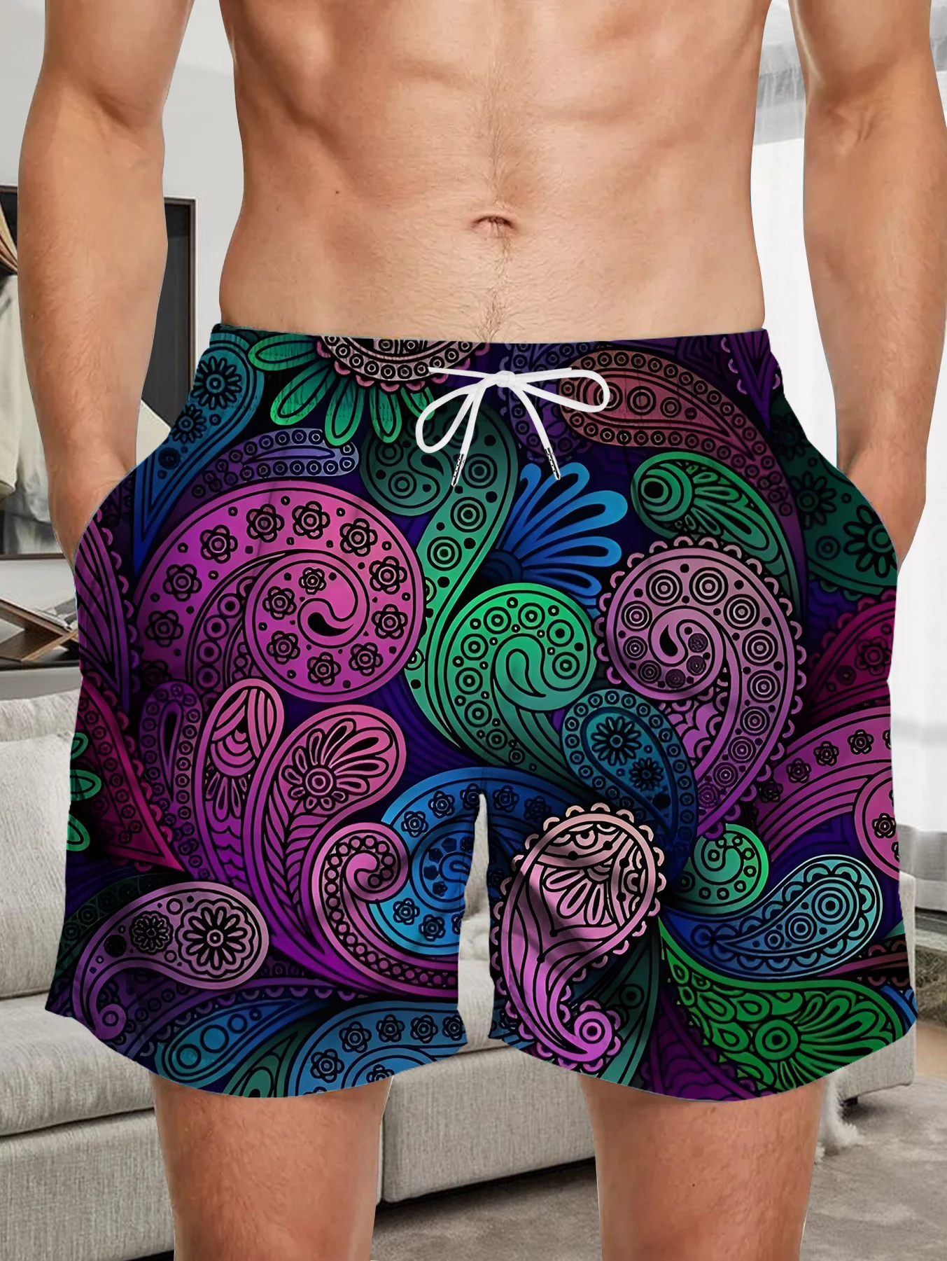 

Leisure Full Print Polyester Shorts Men Custom Digital Pattern Quick Dry Pants
