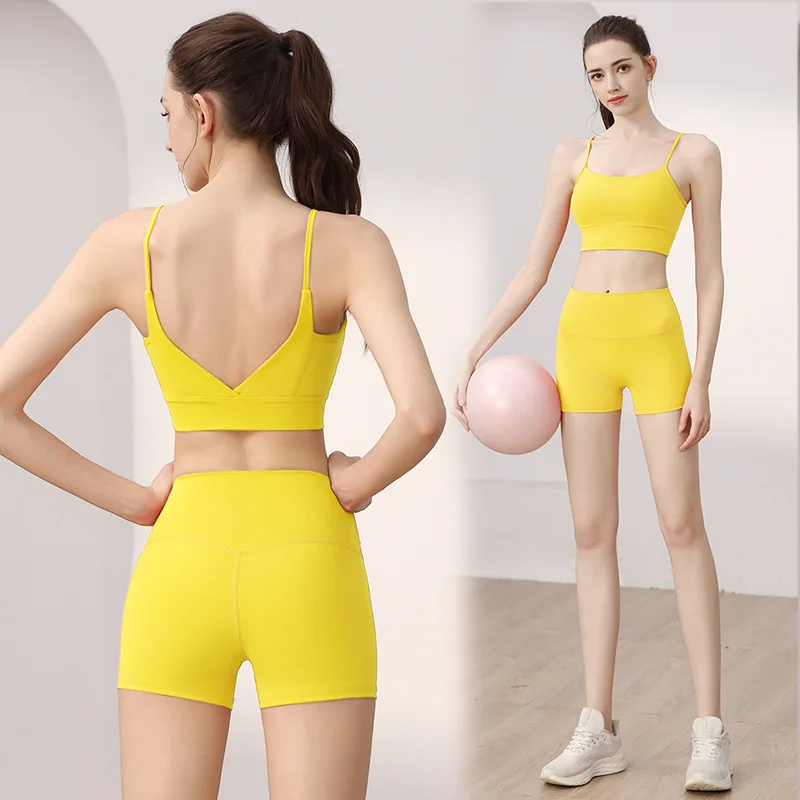 Beautiful Back Casual Suit Women's Summer Fixed Coaster High Waist Hip Lift Sports Yoga Cycling Pilates Running Wear
