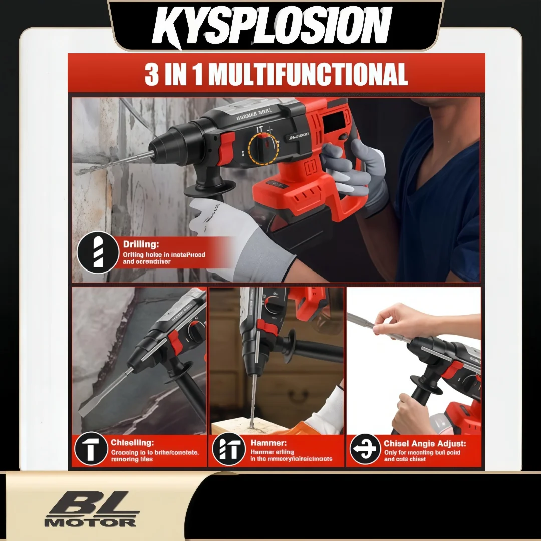 

Перфоратор SDS-Plus для Milwaukee M18, аккумулятор 2,6 Дж, ударная бесщеточная ударная дрель с 4-режимным электроинструментом