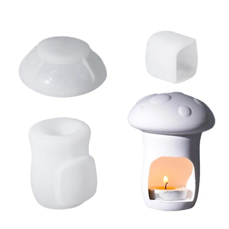 Silicone Holder Mold for Home Decoration and Crafts Night Light Mould Hollow Mushroom Shaped Ornament Mould