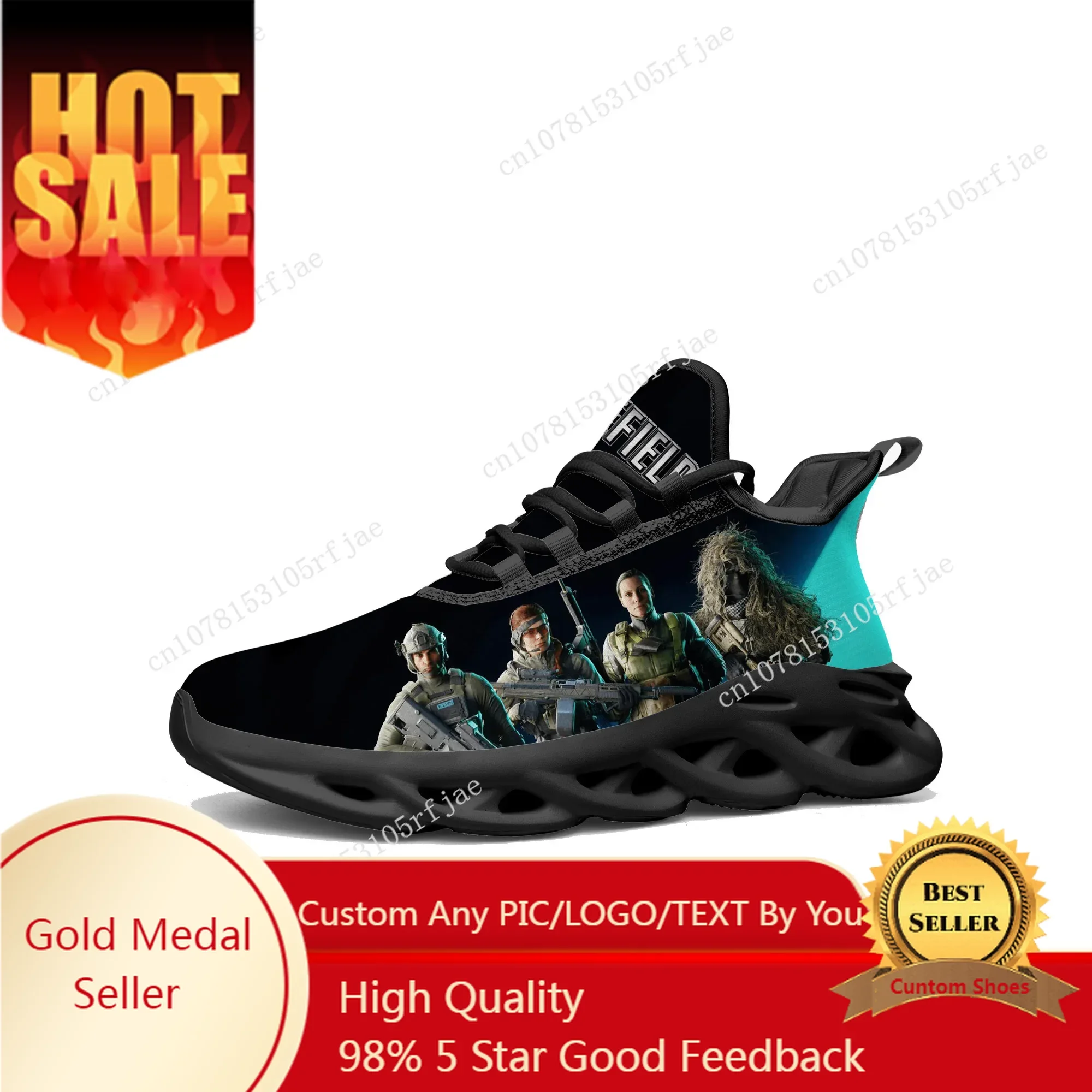 

Battlefield Flats Sneakers Cartoon Game Mens Womens Teenager Sports Running Shoes Fashion Tailor Made Lace Up Shoes