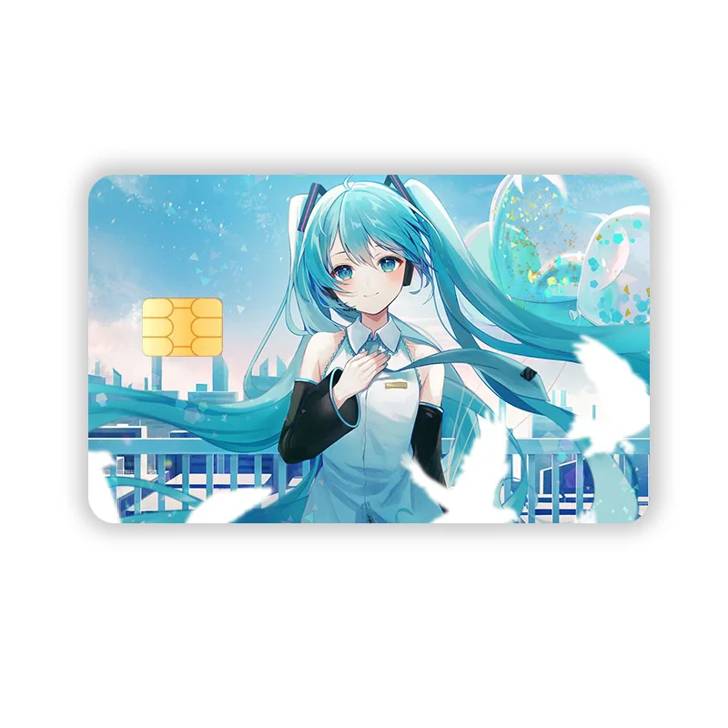 Film de protection pour carte de débit et de charge bancaire, autocollant imperméable Kawaii, Hatsune ku Cartoon, autocollants de peau de carte de crédit, décoration