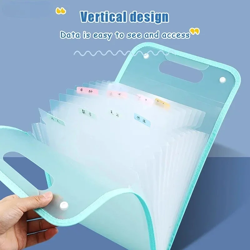 1-2PCS 13 Pocket A4 Expanding File Folder Portable Accordion Organizer with Handle for Papers Homework School Home Office