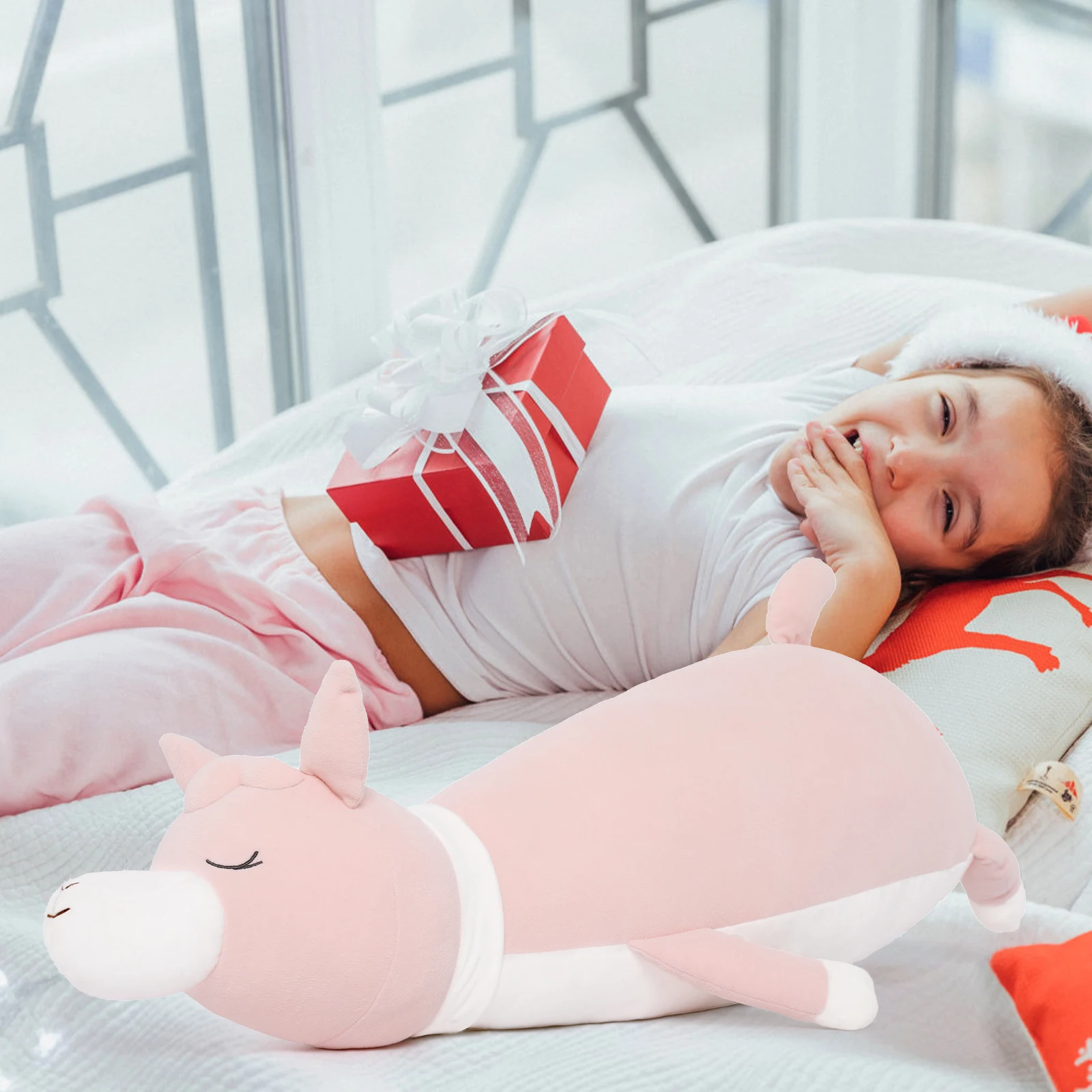 وسادة خروف قطيفة عملاقة فائقة النعومة مقاس 90 سم - لعبة حيوانات محشوة رقيقة كبيرة للمعانقة، وسادة زخرفية لغرفة النوم والصالة