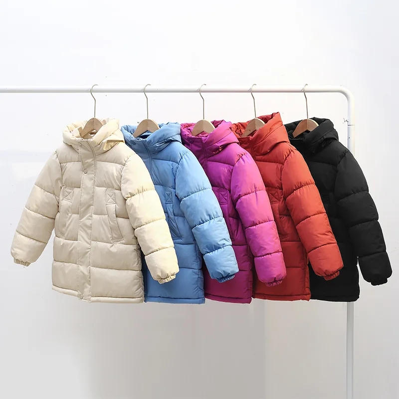 

Medium To Long Thick Hooded Cotton Jacket Winter Fashion Solid Color All-match Warm Casual Cotton Clothing