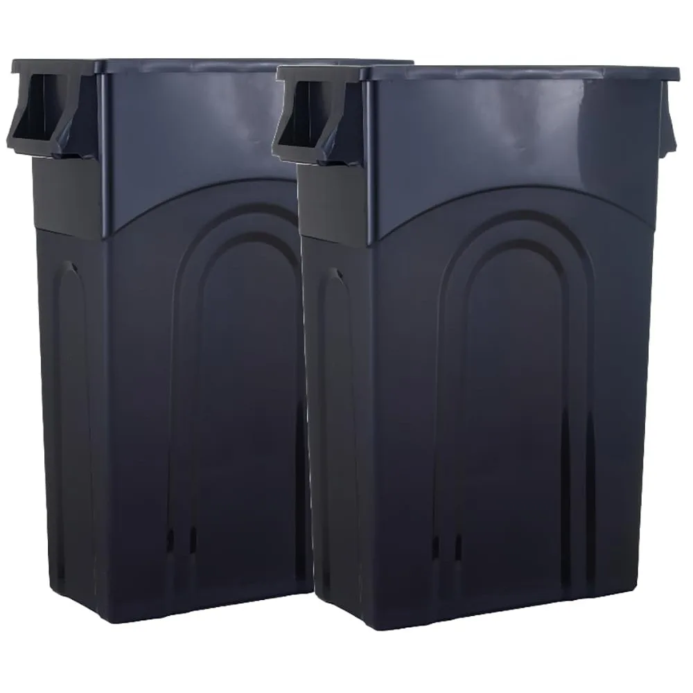 

Highboy Waste Container, 23 Gallon, 2-Pack, Space Saving Slim Profile and Easy Trash Bag Removal, Indoor or Outdoor Use