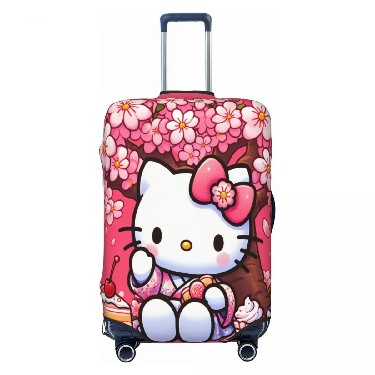 

Cherry Blossom Tree Hello Kitty Suitcase Cover Elastic Kawaii Cat Luggage Covers Protector for 18-32 inch