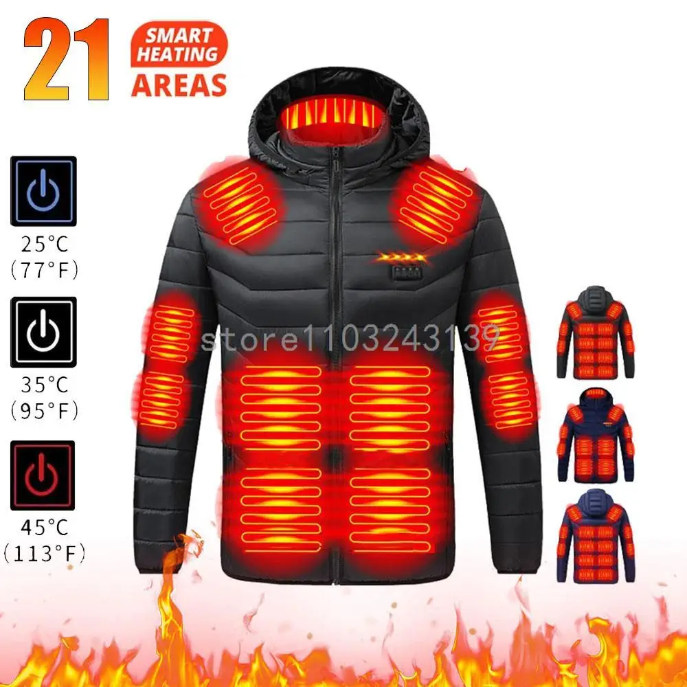 

New 21 Heated Jacket Fashion Men Women Coat Clothes Intelligent Electric Heating Thermal Warm Clothes Winter Heated Hunt Jacket