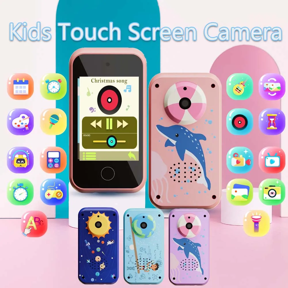 Kids camera Toys for Toddler Cell Phones Toy with 2.4 inch Touch screen Camera MP3 Learning Smartphone Childrens Fake Cellphone