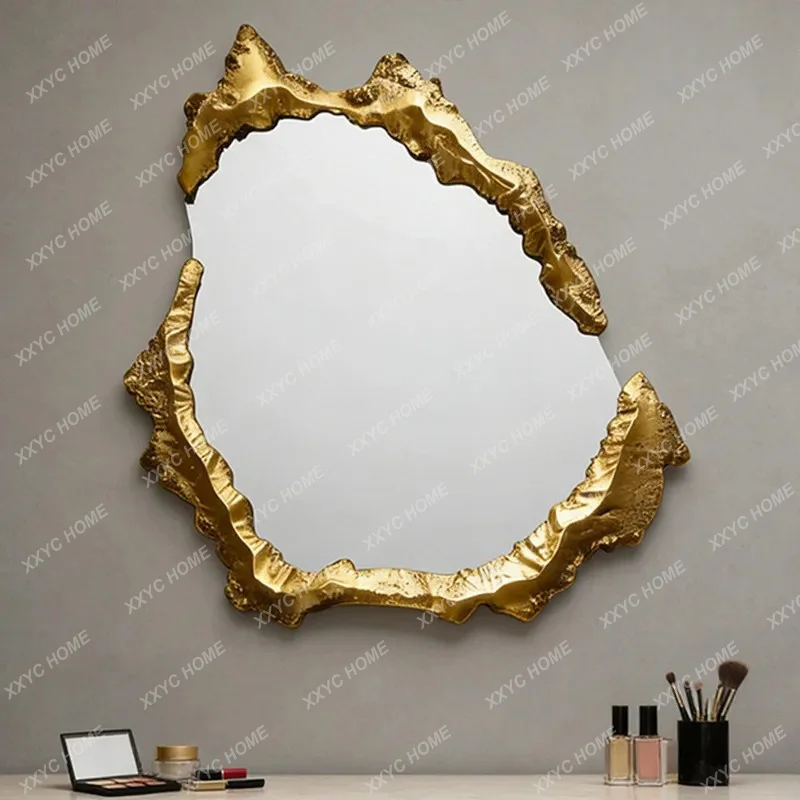 Retro art decorative mirror  irregular shape wall hanging creative bedroom vanity mirror special-shaped bathroom mirror