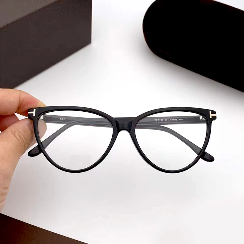 Tom Glasses Frame Ft5743 Glasses Frame High Quality Plate Large Frame Cat Eye Flat Mirror Myopia Optical Glasses Frame for Women