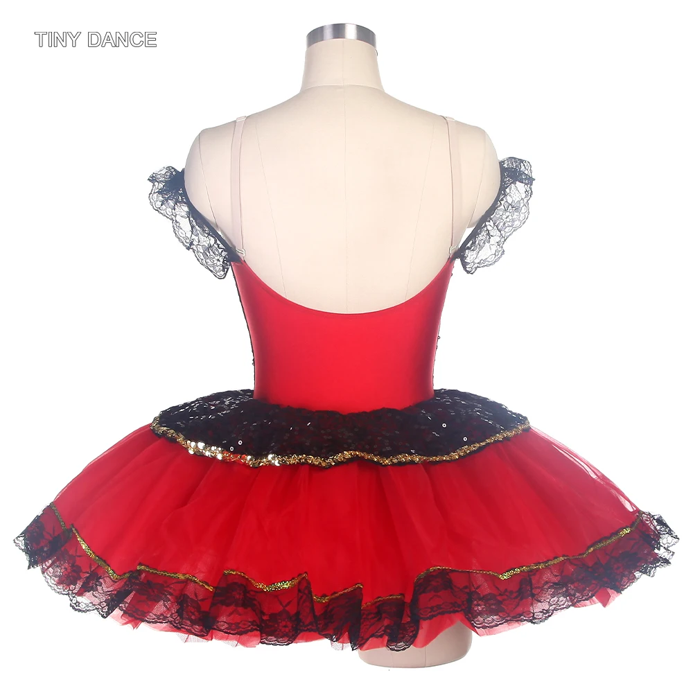 Adult Girls Spanish Tutu Dress Black & Red Ballet Dance Tutus Performance Tutu Costume Ballerina Dresses 2 Color Available 19069