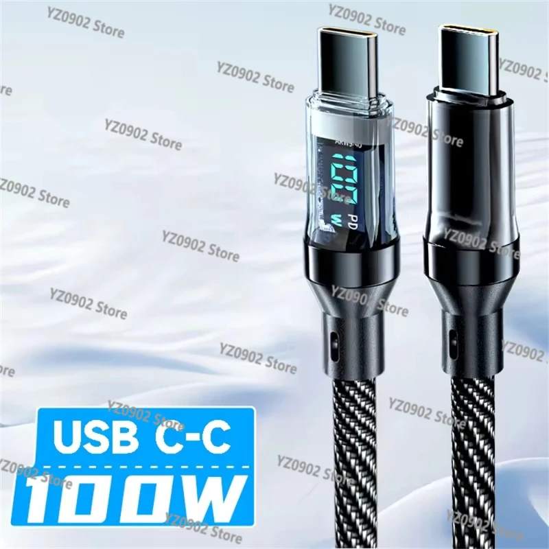 كابل شحن فائق السرعة بقدرة 120 وات - سلك بيانات NNBILI LED من النوع C إلى USB-C لهاتف Huawei Oppo Vivo