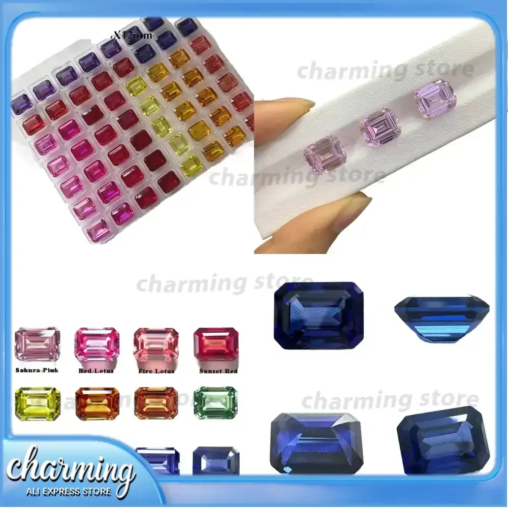 

Lab Grown Sapphire Emerald Cut Loose Gemstone for Jewelry Making DIY Charms Rings Earrings Lab Created Sapphire Synthetic
