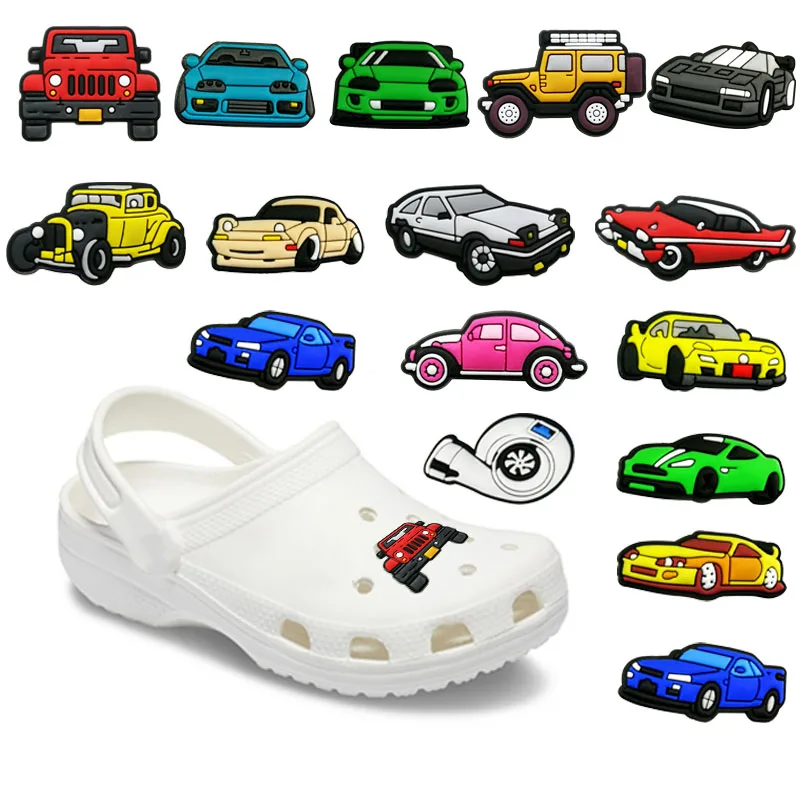 1-20pcs PVC Colourful Car Shoe Charms Off-Road Vehicle,Shoe Decorations Pins for Kids Children Gift,Garden Sandals Clog Buckles