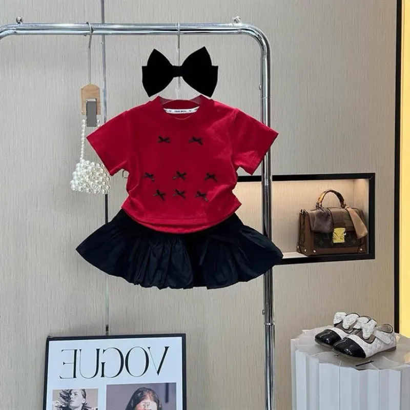 

Girls' Summer Short Sleeve Set New Children's Baby T-shirt Cake Skirt Two Piece Set 1 3 5 7 9 10Y