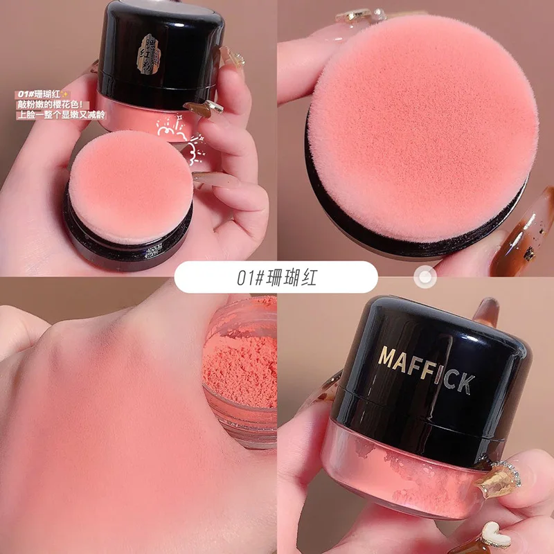 

MAFFICK Blush Powder with Puff Makeup Matte Natural Glow Makeup Blush Soft Blusher Face Powder for Cheeks Easy to Blend & Carry