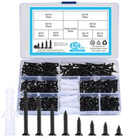 420pk M3 Self-Tapping Screws + 20 Anchors - Black Carbon Steel (6-30mm Lengths)