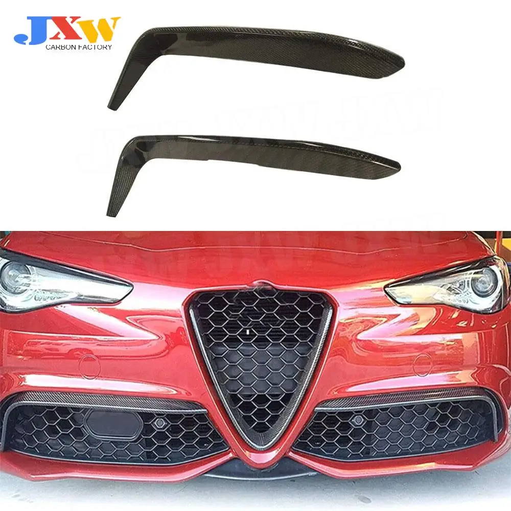 Carbon Fiber /FRP Fog Lamp Bumper Fins Bodykit Trims Decoration for Alfa Romeo Giulia 2016 2017 2018 2019 Sport/Standard Styling