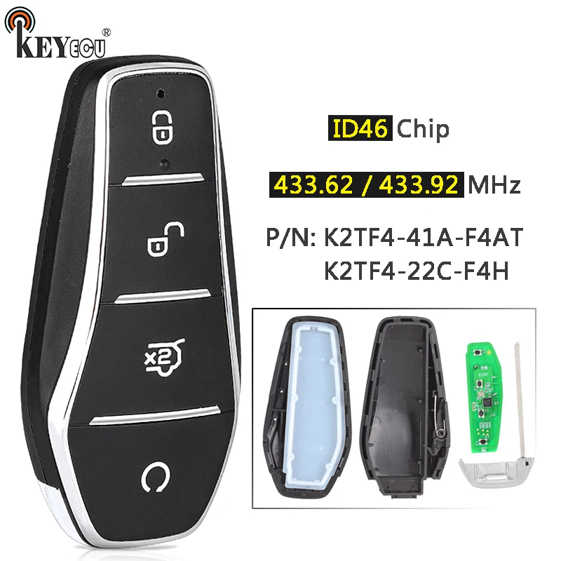 

KEYECU 433.62MHz 433.92MHz K2TF4-22C-F4H K2TF4-41A-F4AT Smart Remote Key Fob for BYD Dolphin Qin PLUS DM-i Qin PLUS EV Yuan song