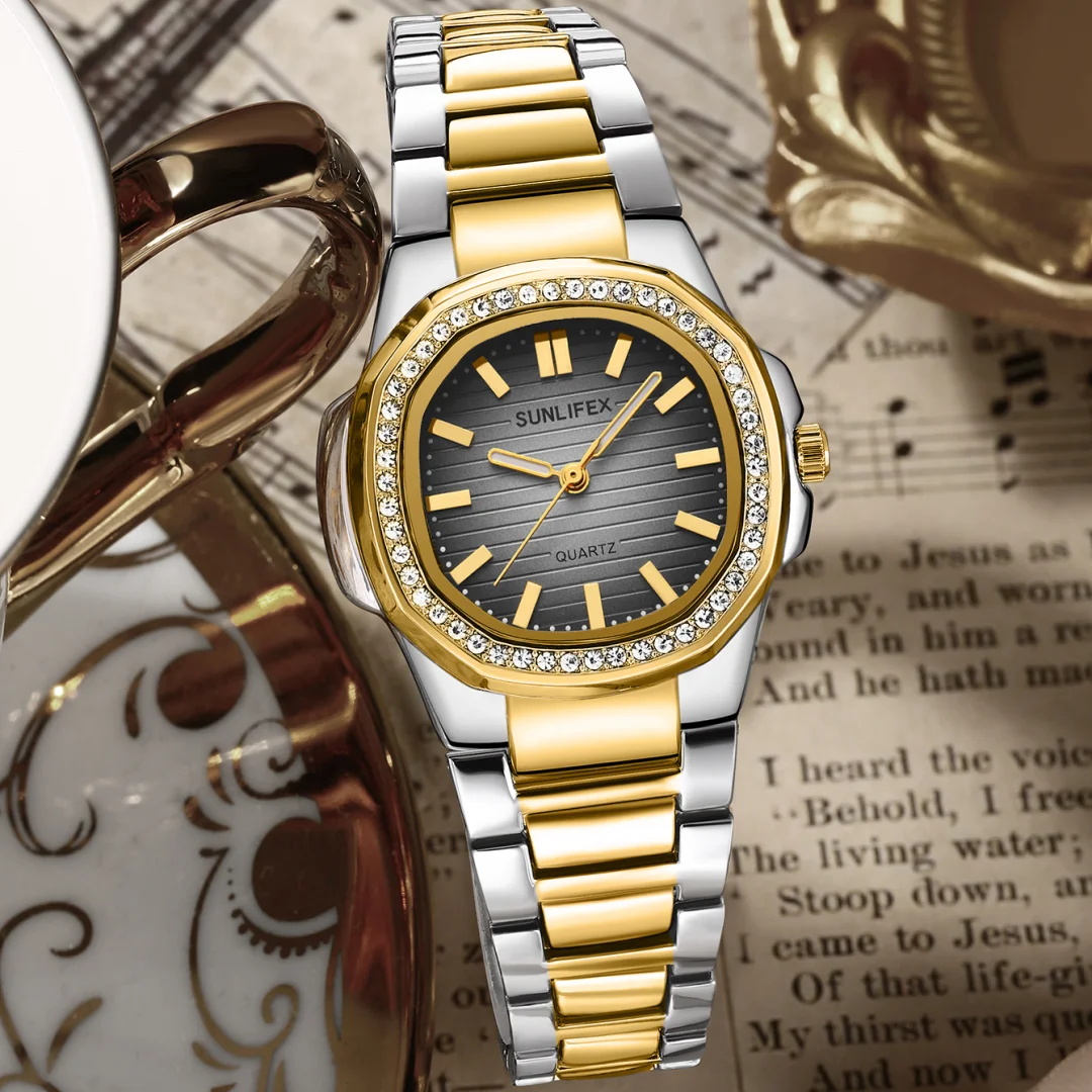 ساعة يد كوارتز نسائية مربعة الشكل للنساء مقاومة للماء بحزام من الفولاذ المقاوم للصدأ ساعات نسائية هدية للعشاق Reloj